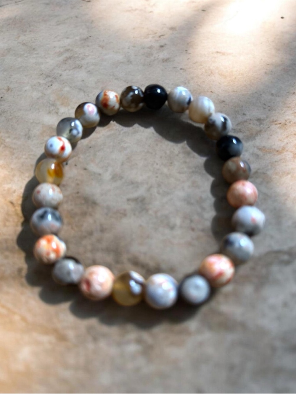 Natural Crazy Lace Agate Bead Stretch Bracelet